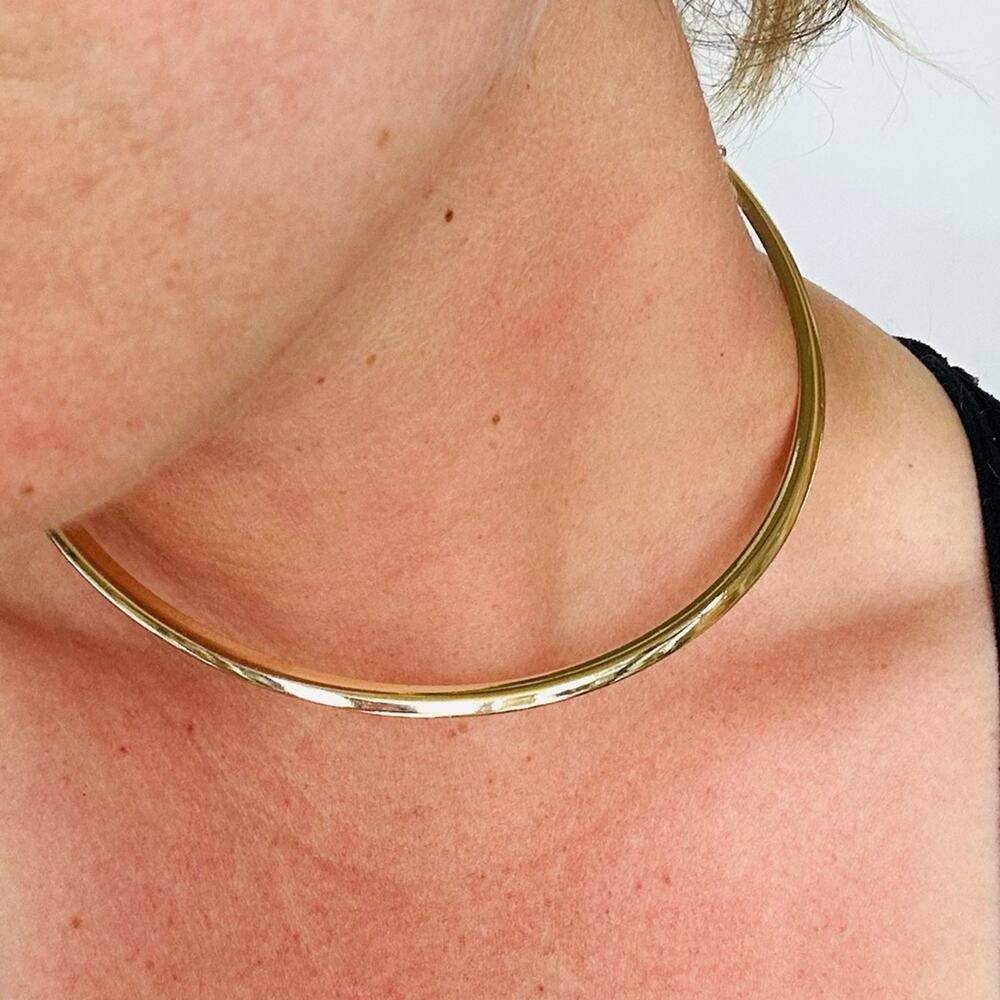 NEW NORDSTROM REVOLVE 18kt Gold Plated Choker Slim Collar Necklace Jewelry Retro - Picture 10 of 12